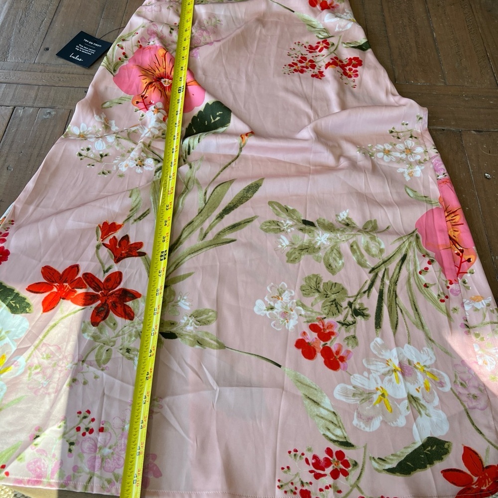 Lulu’s remarkable entrance petal pink floral satin midi slip dress large nwt - Picture 7 of 11